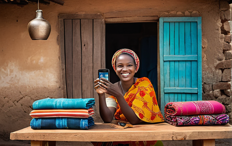 베냉의 소셜미디어 트렌드 - A group of cheerful young Beninese people, aged 18-25, gathered outdoors in a bustling, colorful mar...