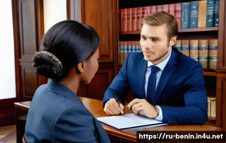 베냉에서의 법률 상담 및 변호사 이용 - **Prompt 1: Trust and Guidance in Legal Consultation**
    "A professional and empathetic Beninese f...